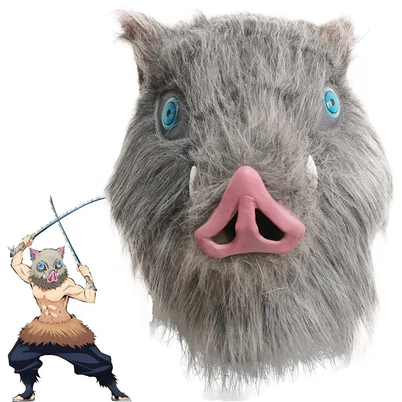 Halloween Party Mask Anime Killer Role Playing Costume Latex Pig Mask Adult Male Dressing Prop