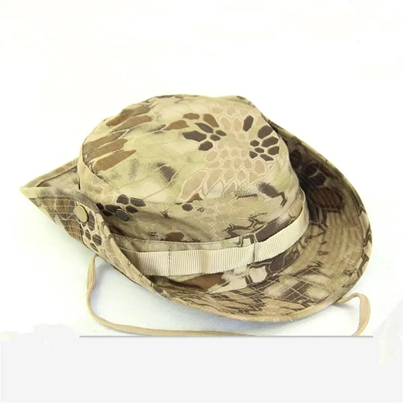 Military Boonie Hat Tactical Camo Bucket Wide Brim Sun Hiking Booney Cap