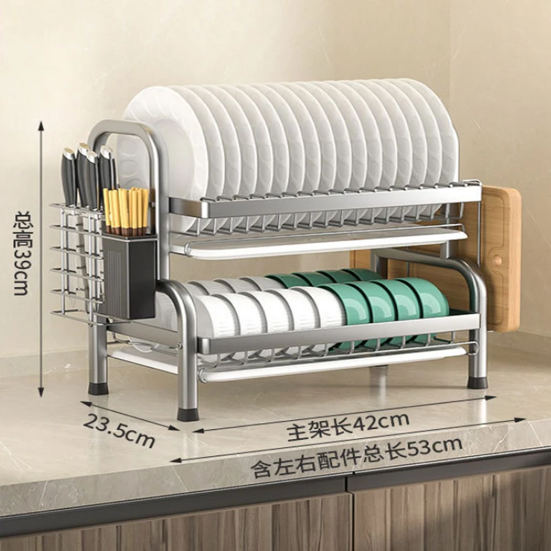 MU 2023 Hot Sale Organizer Drain Drainer Metal Rack Shelf Plate Rack Dish Rack Drying Drain Storage Holders For Kitchen