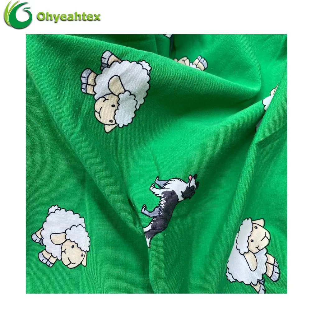 Oeko-Tex Knitted Printed 220GSM 90% Cotton 10% Spandex Jersey Fabric For Tshirts