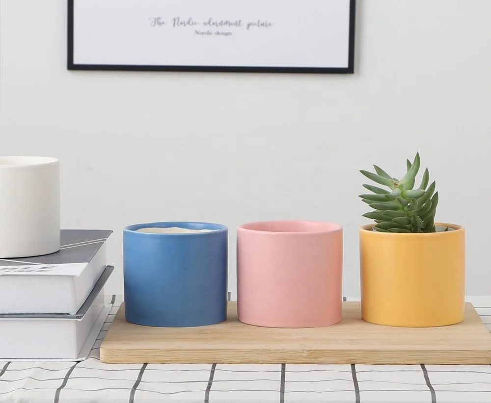 
Explosion Ceramic Flower Pot Mini Simple Succulent Flower Pot Creative Color Plant Container 
