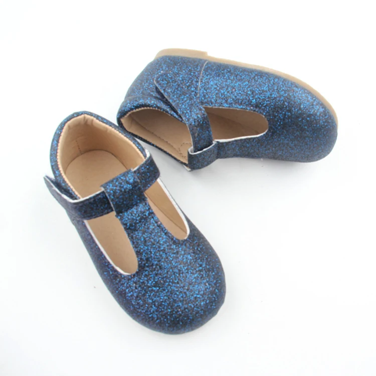 BEIBEINOYA Glitter Cotton T Bar Hook And Loop Sizes 5 To 9 Children School Shoe Kids Party Shoes For Girls