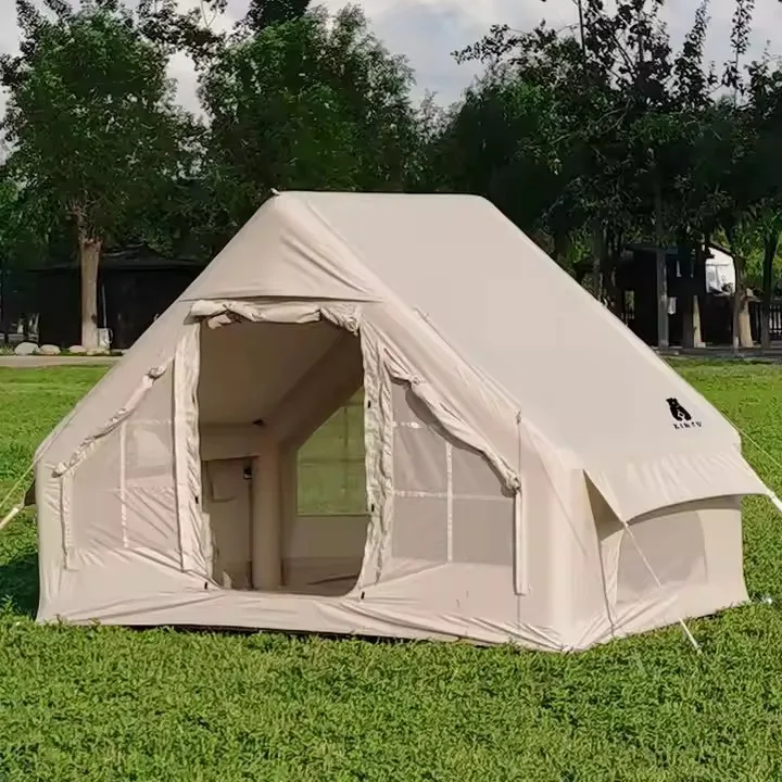 Large high quality air tent inflatable camping Double Layer Sun Protection Aluminum pole tent