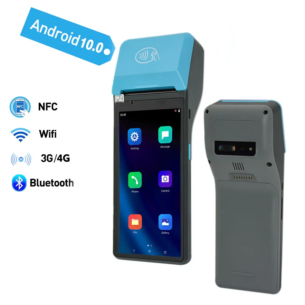  Умный мобильный 4G WiFi Портативный NFC Android POS-терминал с принтером