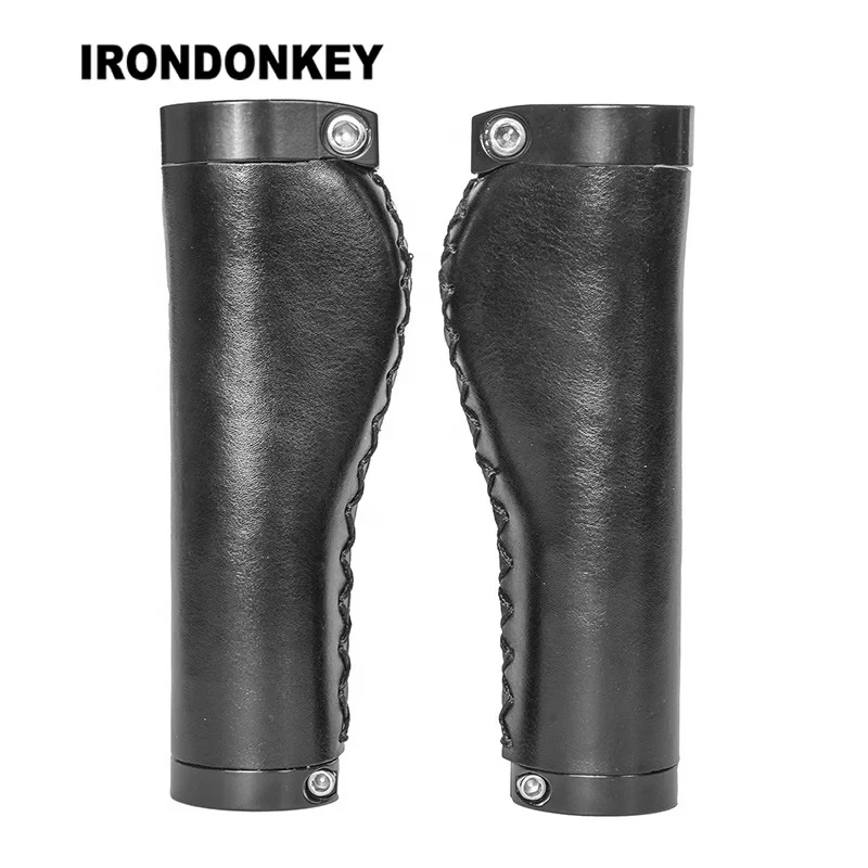 IRONDONKEY Bike Grips Source Retro Bike Handlebar PU Leather Handle Cover for Mountain Bike Bicycle Accessories