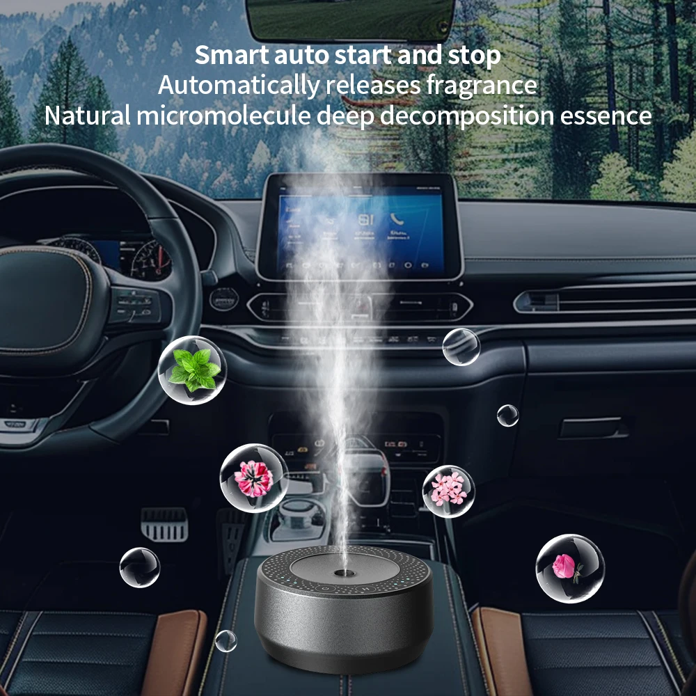 Portable Smart Rechargesble Car Diffuser Machine Timer Black Nano Essential Oil Mini Electric Car Diffuser Spray