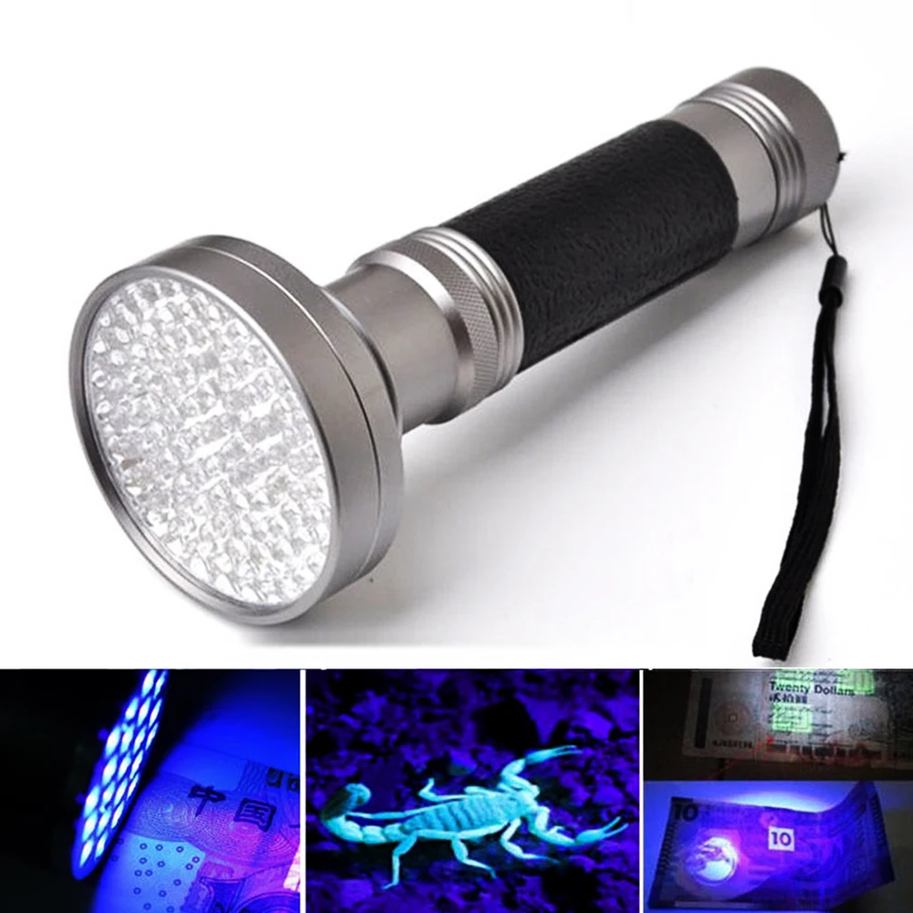 365nm/395nm UV Flashlight 100LED UV LED Torch Lamp Portable Ultraviolet Detection Money Pet Dog Cat Urine Inspection Torch