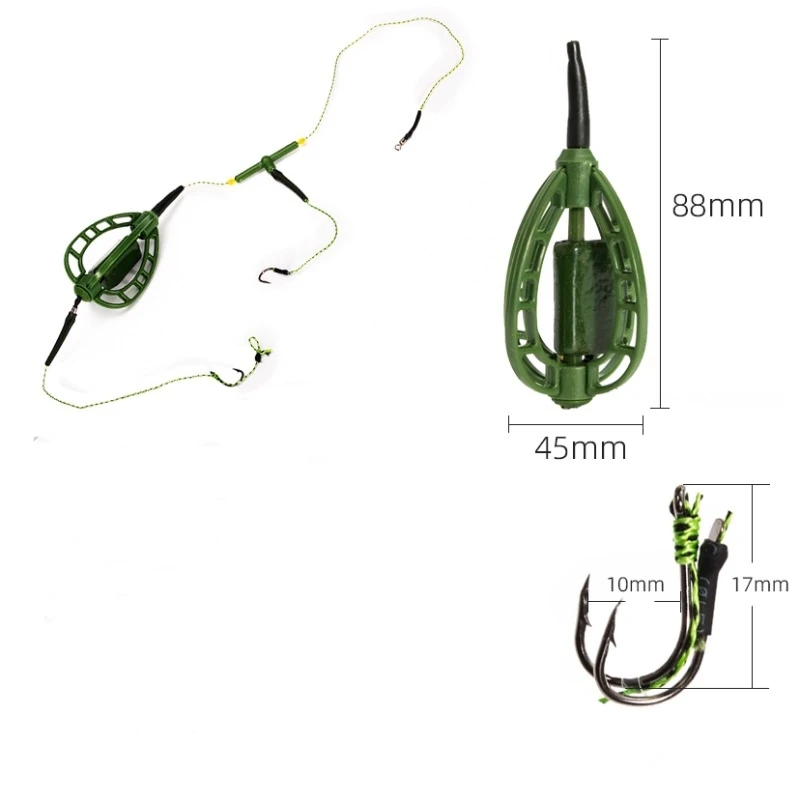 New Design European Style Carp Fishing Long Line Carp Nesting Device Fishing Group Green Fishing Bait Feeder