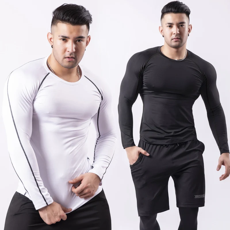 Brand New Fitness Men Seamless Tight Long Sleeve T Shirts Running Sports Gym wear Compression T Shirt For Wholesales