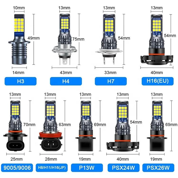 Dual Color LED Car Headlight Bulb H11 Fog Driving Light 24smd 3030 Auto accessories Lighting system DRL lamp