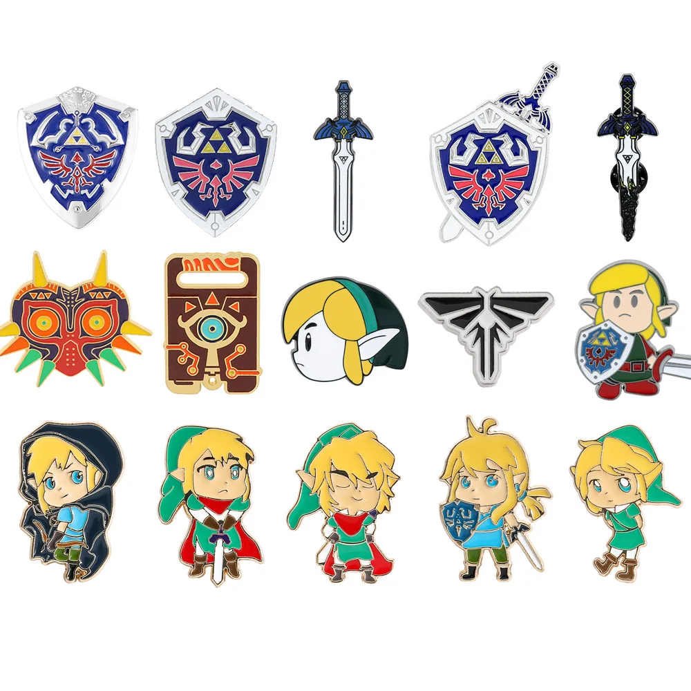 Wholesalers Game Peripheral The Legend of Zelda Hylian Shield Enamel Brooch Backpack Clothing Lapel Pins Jewelry