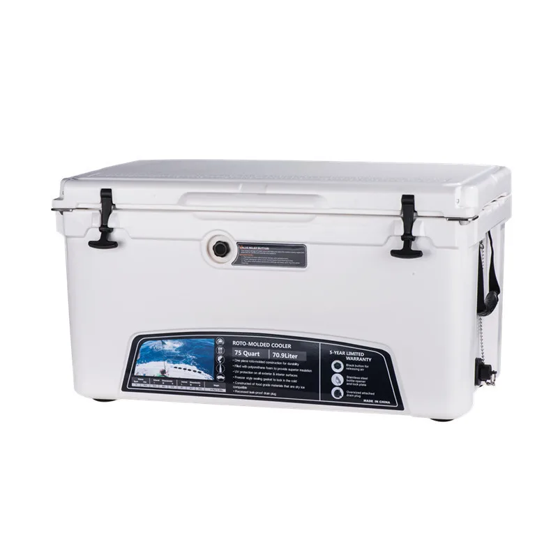 Wholesale rotomolded hard cooler box ice chest cooler 75QT large size outdoor coolers for camping fishing hiking