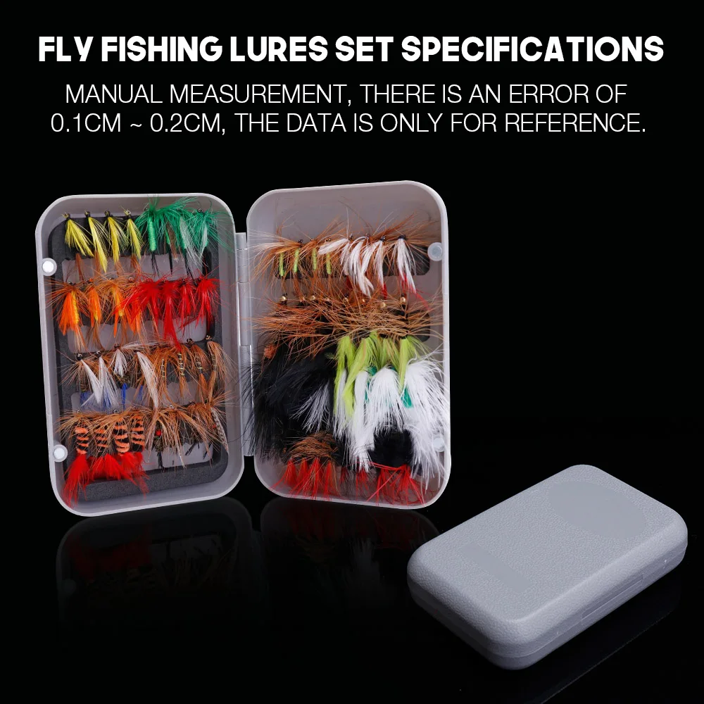VTAVTA 64pcs/Box 10Bionic insect  Fly Fishing Lures Dry Flies Wet  Artificial Bait For Trout Fly Tying Materials Hook