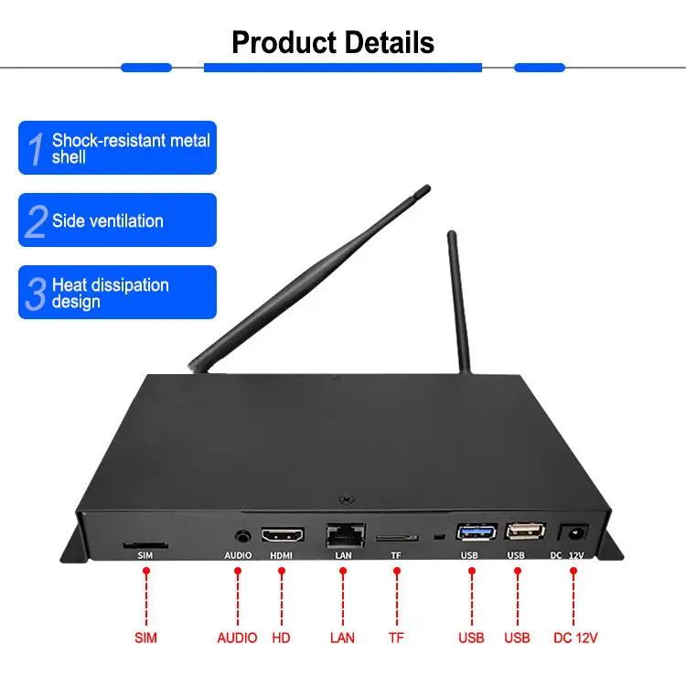 commercial display android os lcd media player advertising tv box with 3g 4g sd sim card