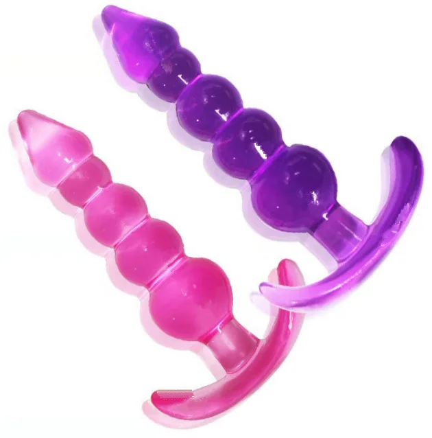Five beads anal plug crystal jelly butt plug long anal beads plug for male female love toy anal toys for men women