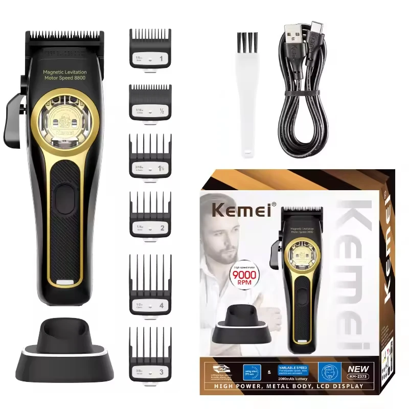 KM-2373 Manufacturer Professional Barber Trimmer Cordless Hair Trimmer Hair Cutting Clipper With Charging Base