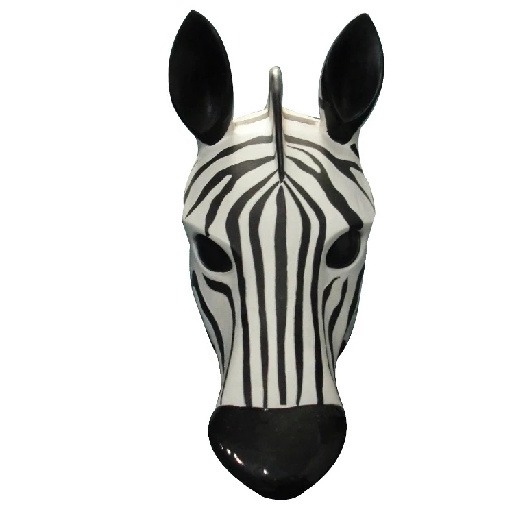 
diy-ze bra-polyresin figurines black and white wood horse craft decoration supplier 