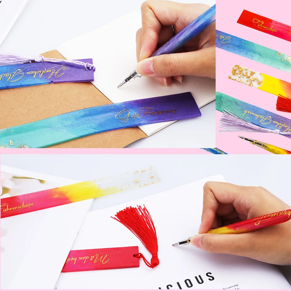 TIMESRUI Resin Bookmarks Making Kit With Silicone Molds Crystal Clear Epoxy Resin Pen Making Kit for Beginners DIY Bookmarks