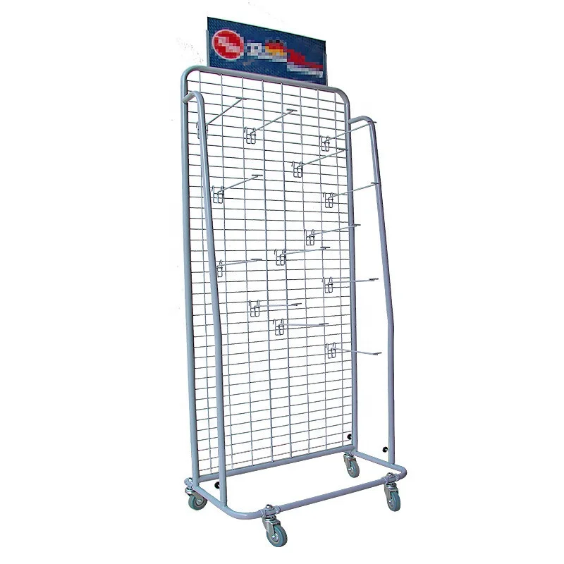 Custom Store Movable Phone Case Charger Accessories Hardware Tool Stickers Postcard Metal Mesh Grid Hook Display Rack Stand