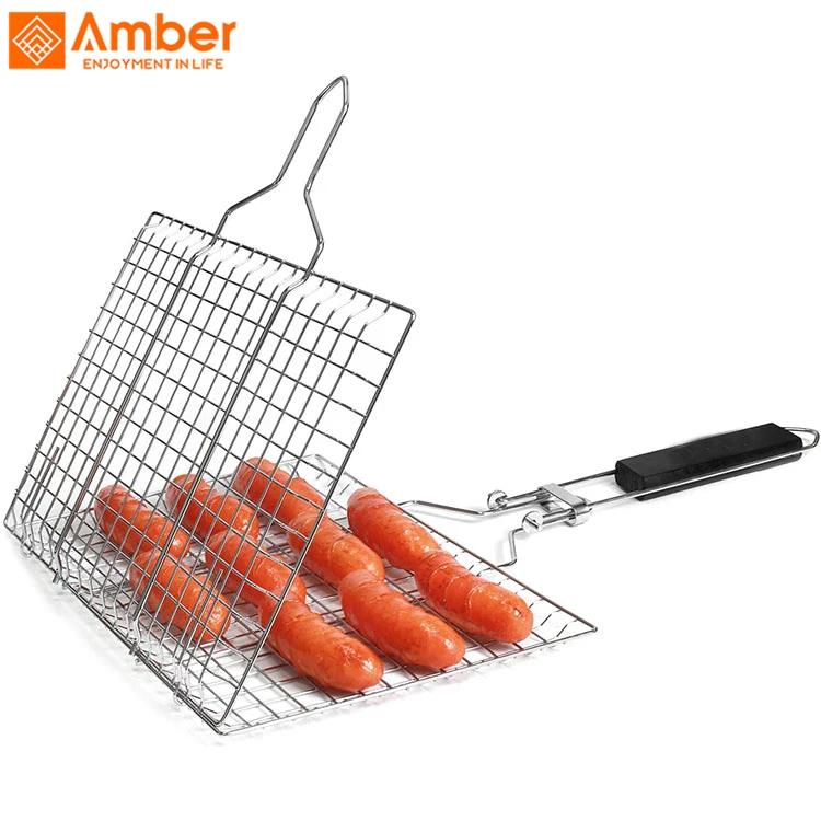 Устойчивая к коррозии решетка для барбекю решетка из нержавеющей стали 304 сверхпрочная проволочная сетка решетка с длинной ручкой