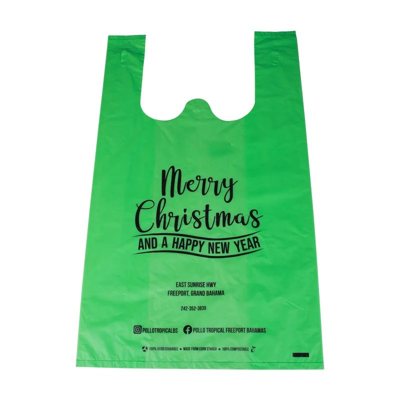 Оптовая продажа, биоразлагаемые пластиковые сумки для переноски, биоразлагаемые полиэтиленовые кукурузные мешки для футболок, пакеты для покупок фруктов в рулоне