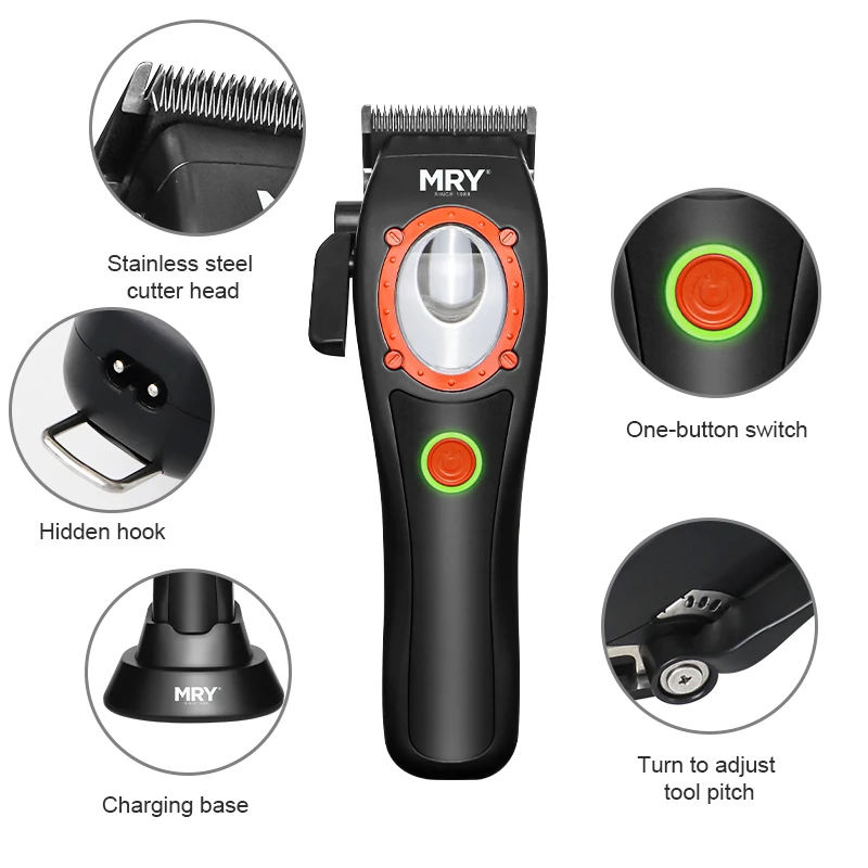 MRY Waterproof 7000rpm Professional Hair Clippers Rechargeable Hair Clippers Set High Speed LCD Display Hair Trimmer Clipper