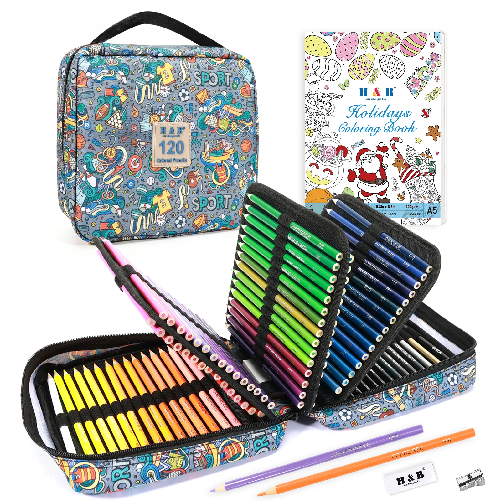 Custom Assorted 72/120 oiled water colors Drawing Sketching Kit Colored Pencils Drawing set Set in Nylon Zipper Bag