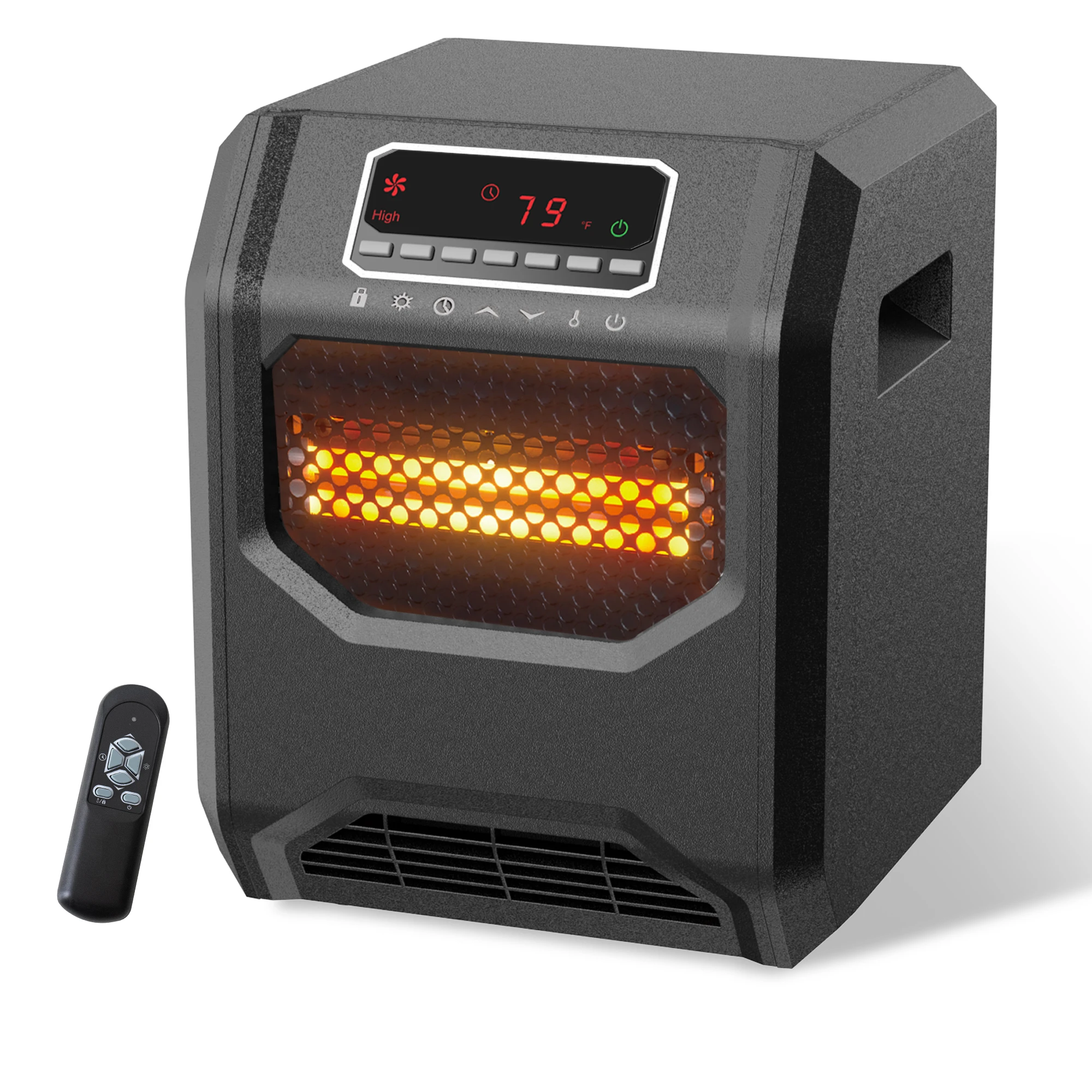 Over Heat Tip Over Safety Protection Six Infrared Qartz Heat Element Plastic Cabinet Infared Space Heaters Remote Control