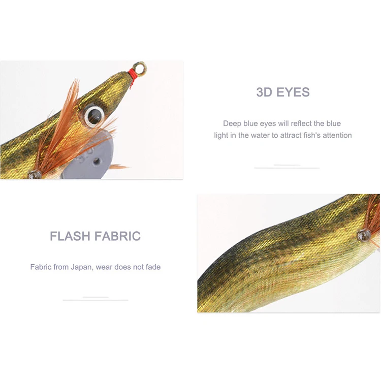 New Arrived Wooden Shrimp Octopus Cuttlefish Luminous Wobbler Fishing Bait With Squid Hooks