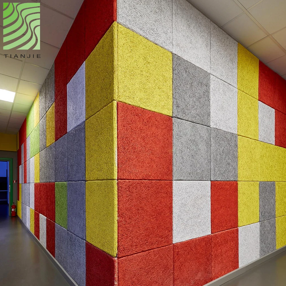 Acoustical Gym Board Soundproof Sound Absorbing Restaurant Decorative Covering Wood Wool Fibre Acoustic Wall Panel