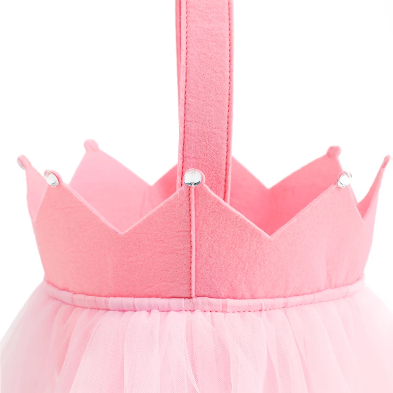 wholesale princess easter bag girl jewelry lace crown easter basket
