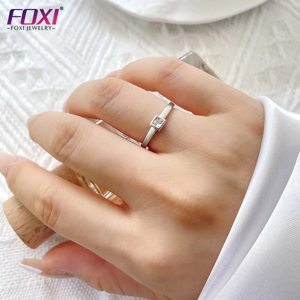 Fashion Jewelry manufacturer Women Cubic Zirconia Diamond square Shaped Finger Ring wedding rings 2023