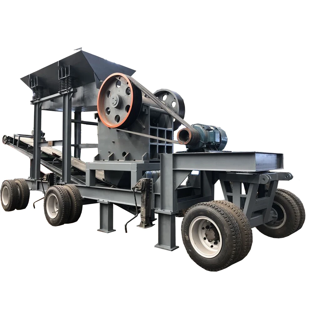 80tph Mobile Concrete crushing plant,Gravel Cobblestone Jaw Crusher with Belt Conveyor Station