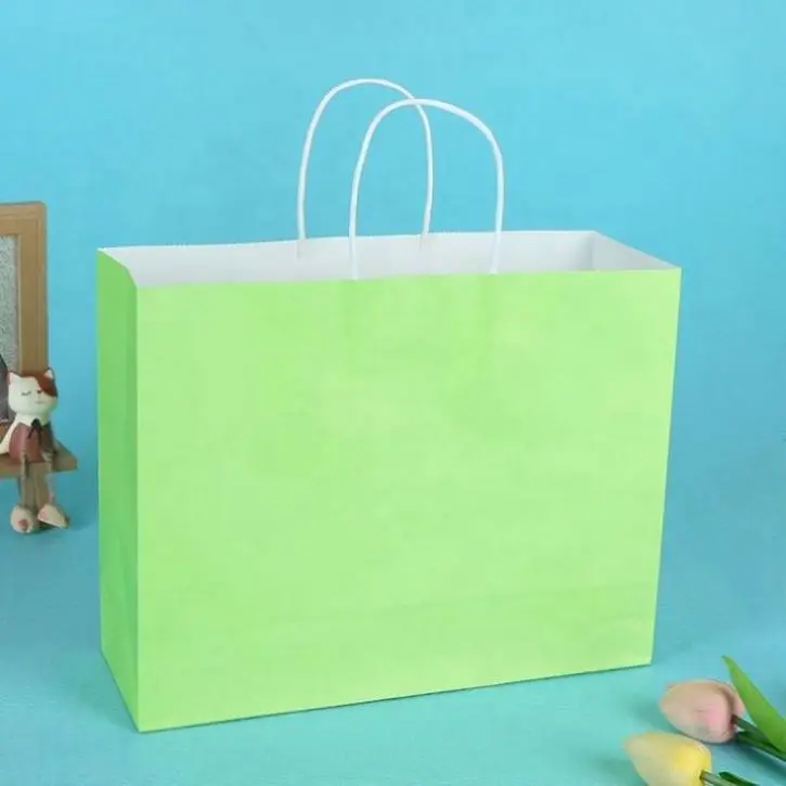 China Thin White Material Colored Kraft Paper Bag With Customized Logo Accepted Manufacturers