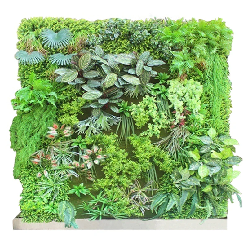 Anti-UV plastic vertical indoor artificial plant green wall for office
