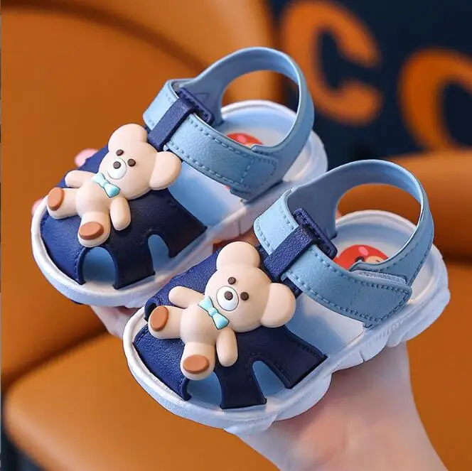 Summer baby toddler sandals baby shoes 0-3 years old soft bottom baby sandals cartoon bear cute toddler sandals