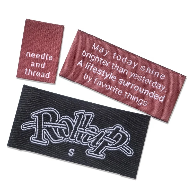Custom Name Logo High Density Damask Main Clear Letter Woven Clothing Hem Care Instruction Tags Fold Labels for Clothes