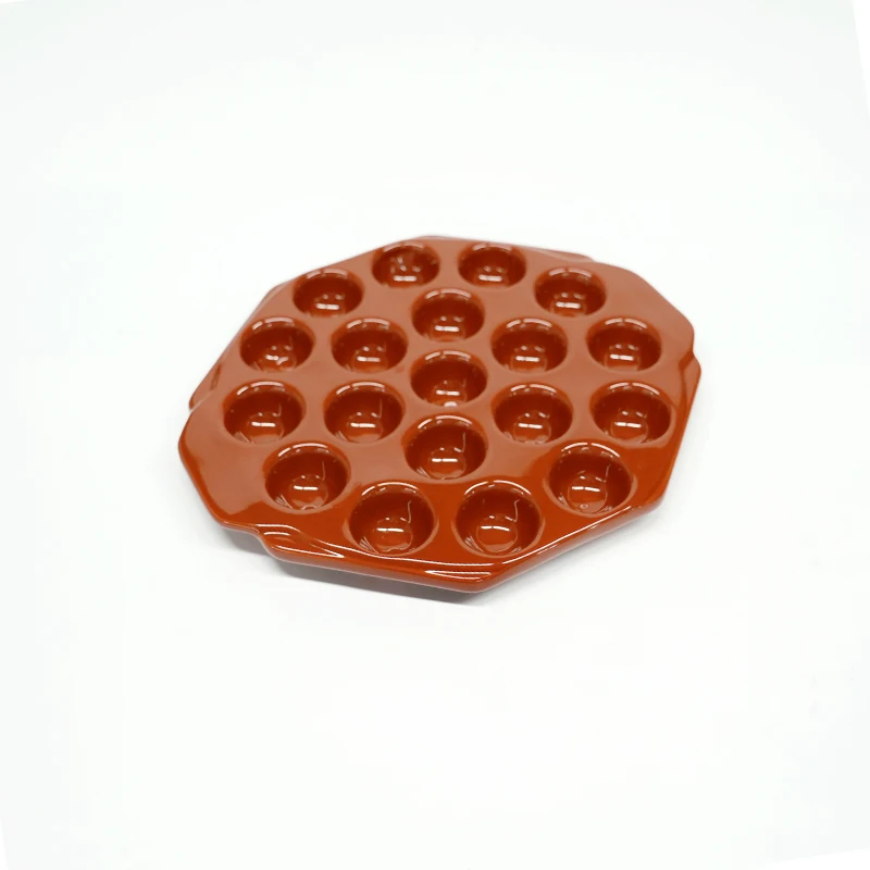 custom logo Creative 19-Grid Red Ceramic Egg Tart Tray Disposable Kiln Technique French Snail Baked Plate Dish Microwave Oven