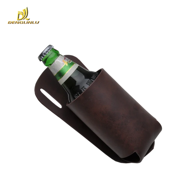 PU Leather Holster Portable Bottle Waist Beer Belt Bag Handy Wine Bottles Beverage Can Holder