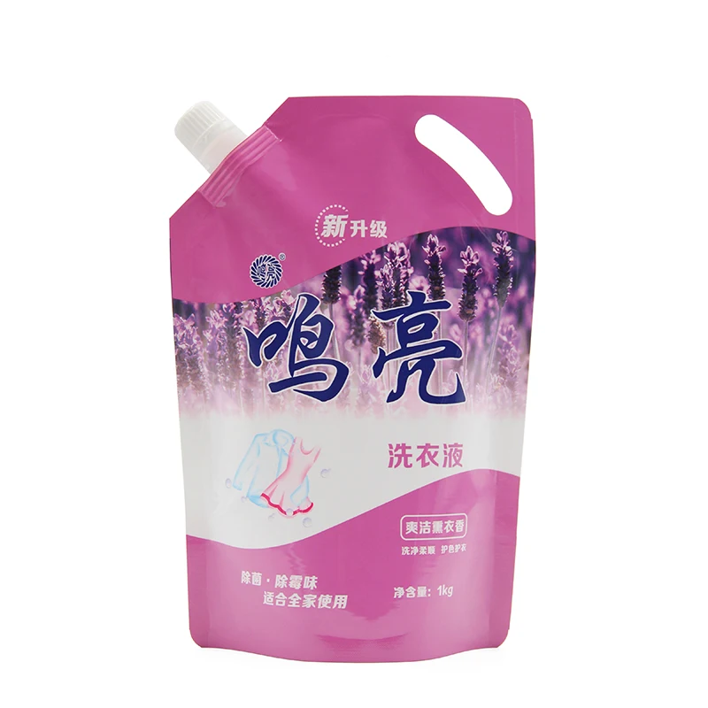 Custom Leak Proof Plastic Standing Up Liquid Packaging Spout Pouch Bags For Fluid Liquid Soap Laundry Detergent Washing Powder