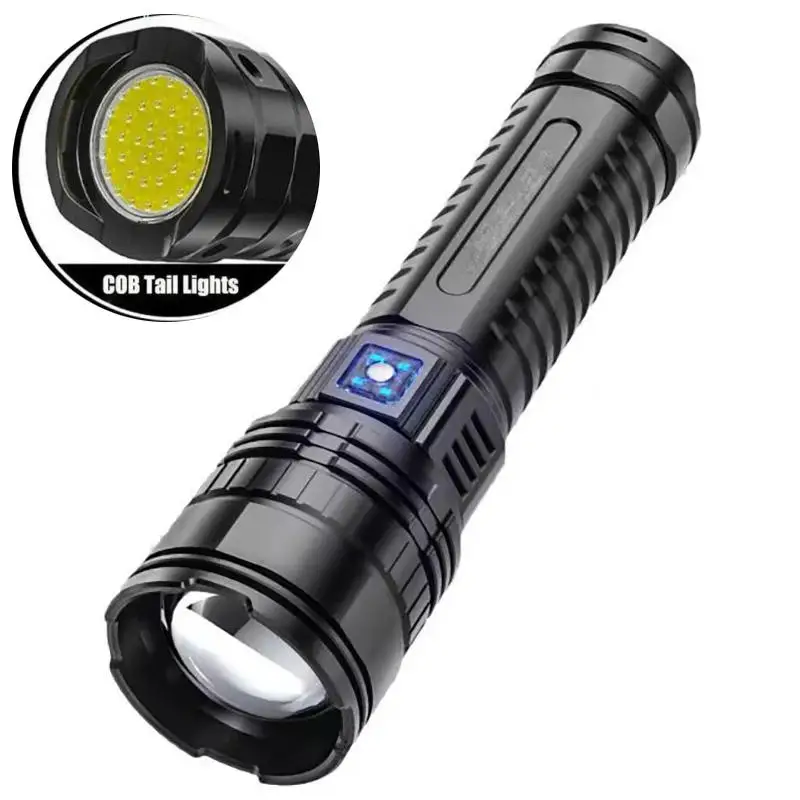 Long Usb Rechargeable Zoom Lanterna Super Bright 100000 Lumens Waterproof Flashlights Torches