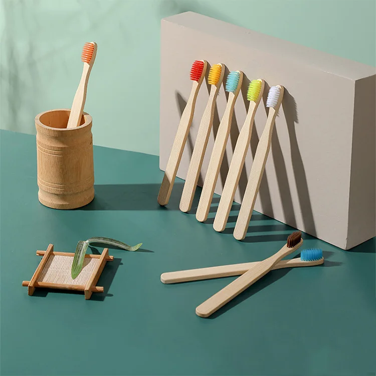 High quality bamboo toothbrush with travel case dental floss kit