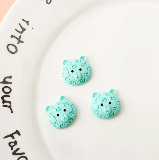 Wholesale Cooky Resin rabbit head bear macaron color diy jewelry phone case patch 3d kawaii bunny nail charms accessories