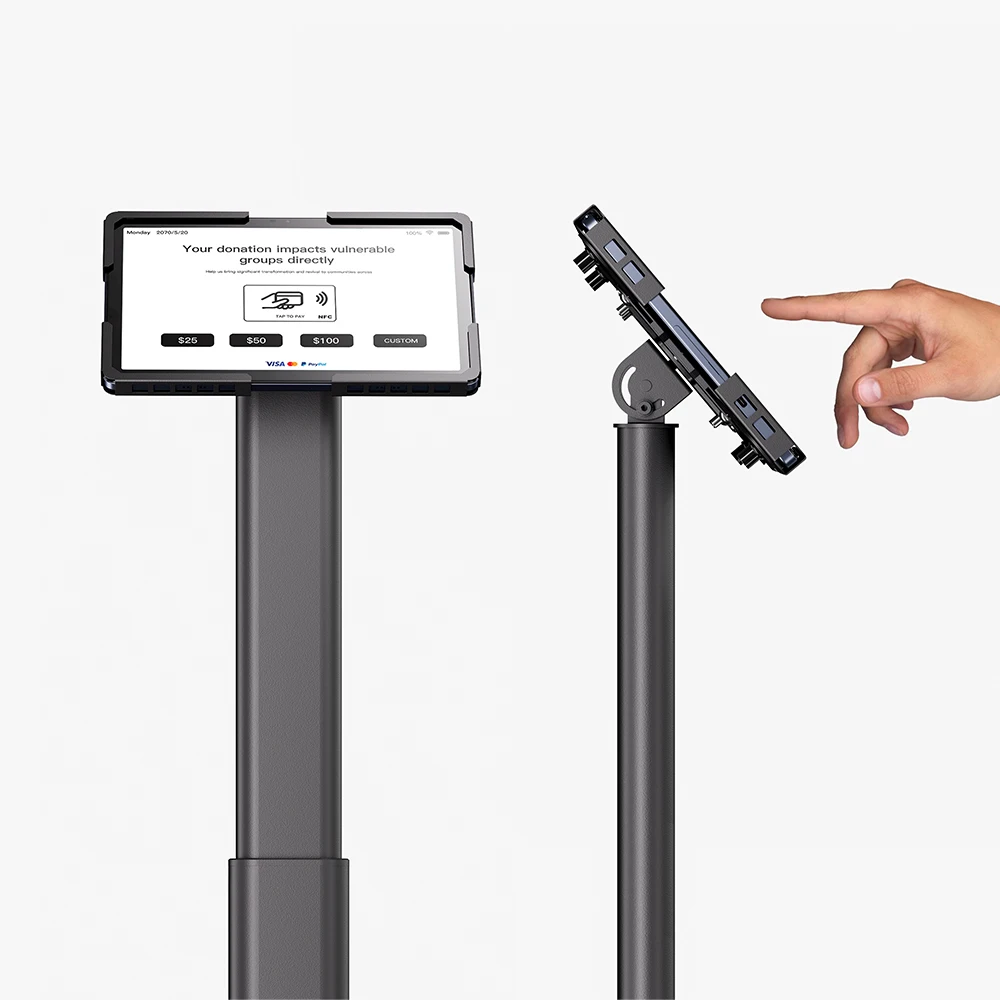 10.1 inch mobile pos terminal tap to pay donate touch screen nfc rfid in front android tablet contactless payment donation kiosk