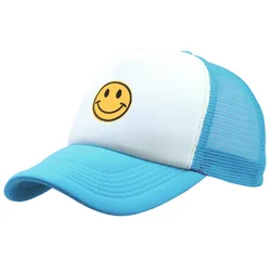 Korean Hot Selling Summer Smiley Face Cap Trucker Hat Embroidery Men Women Couple Net Cap Sun Shade Sport Baseball Caps