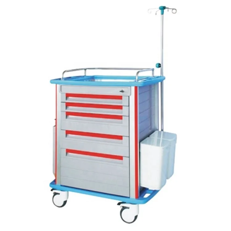 
Высокоэффективная медицинская мебель, пластиковая Больничная тележка для чрезвычайных ситуаций, пластиковая медицинская тележка с колесами 