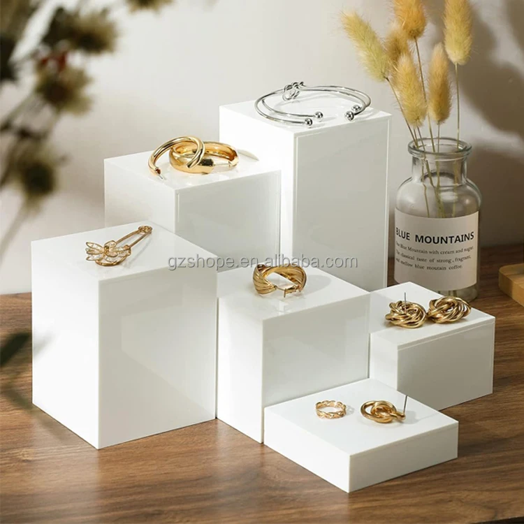 SHP Plinths Display Set Acrylic Food Risers White Buffet  Display Acrylic Stand For Food Acrylic Display Table