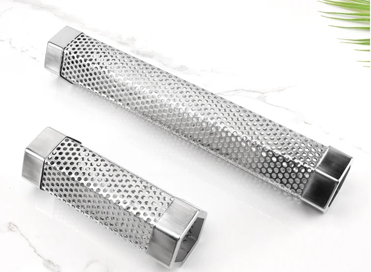 Hexagon shape 12 inch 304 cold smoker generator bbq grill mesh tray basket stainless steel wood pellet smoker