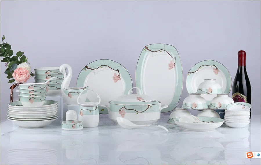 52pcs High Quality Ceramic Plates Set Porcelain Dinner Sets Tableware Ceramic Gift Set Dinner With Gift Box