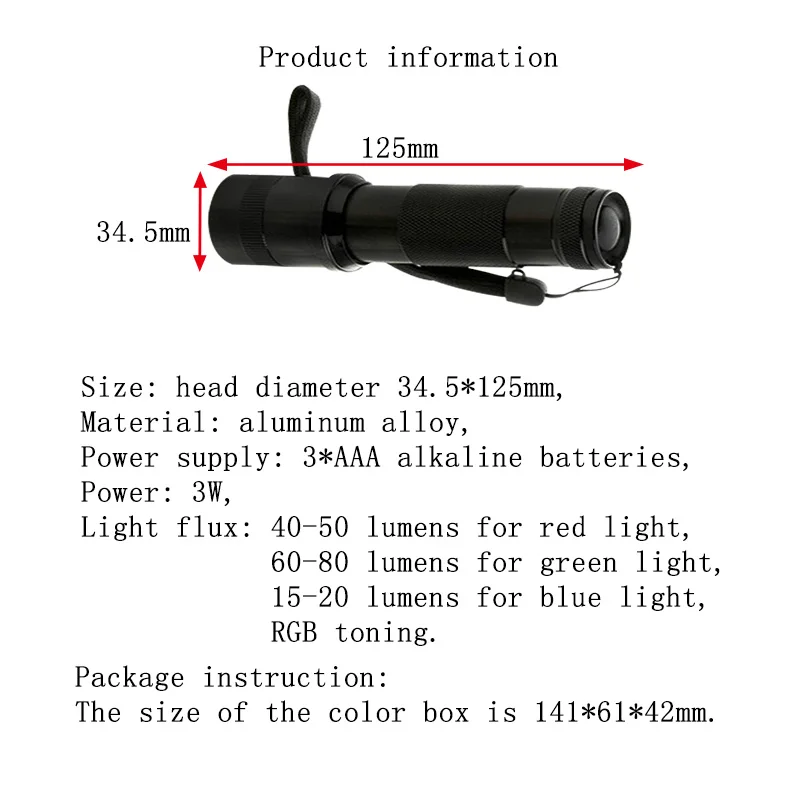 3w high-brightness and color-changing , a small flashlight that can run at night and can be used at home LED flashlight